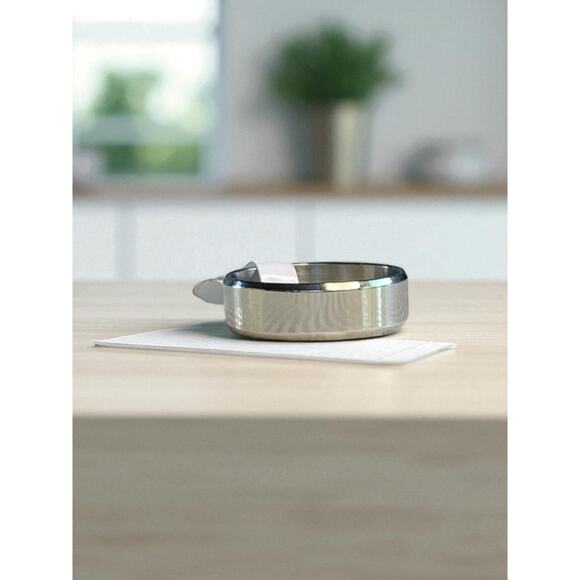 Silver Stainless Steel Bright and Brushed Beveled Ring New - Picture 2 of 4